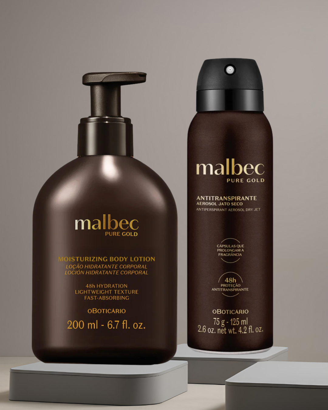 Duo Malbec Pure Gold para Homem – Desodorizante + Body Lotion | O Boticário